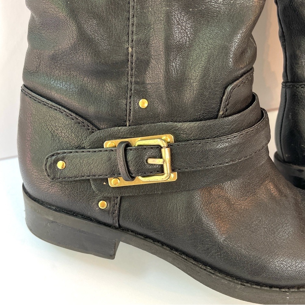 BLACK RIDING BOOTS WITH GOLD BUCKLE DETAIL - Picture 5 of 11
